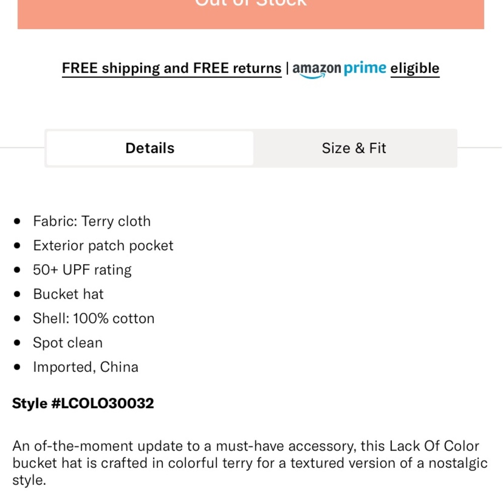 Lack of Color Tangerine Terry Wave Bucket Hat new with tags - Picture 5 of 10